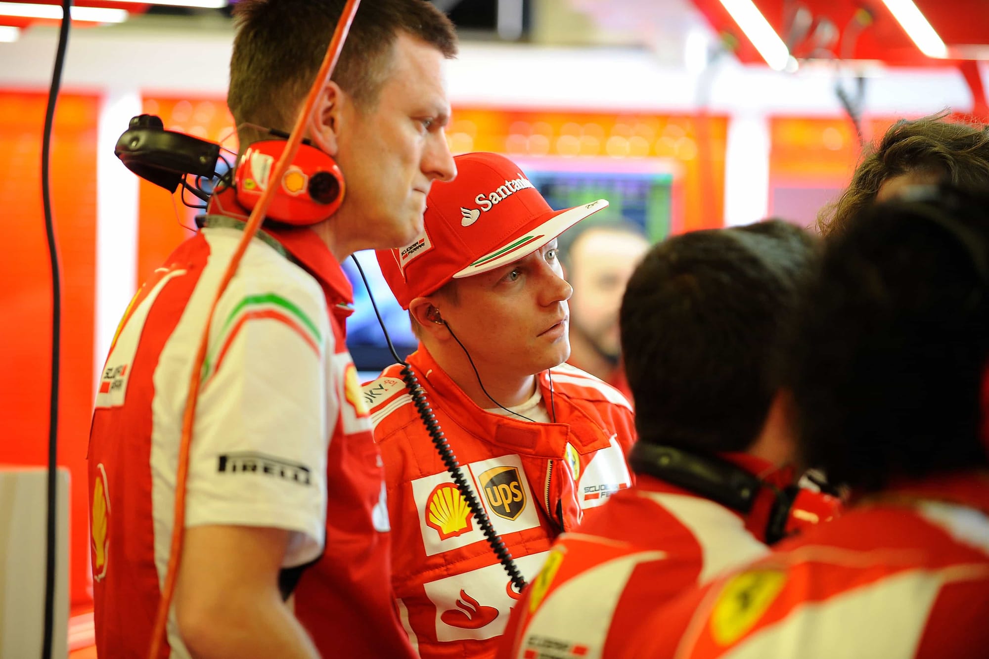 Kimi Raikkonen in the Ferrari F1 garage