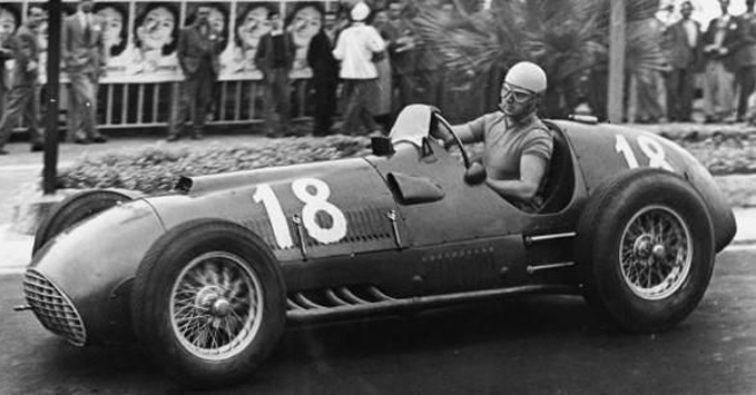 Alberto Ascari driving at the 1951 San Remo F1 Grand Prix for Ferrari