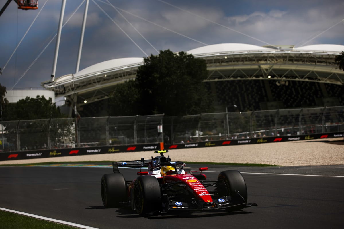 Ferrari driver Lewis Hamilton driving during the 2026 Australia Grand Prix practice session