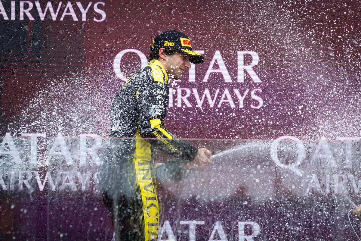 Ferrari Academy driver Rafael Camara celebrating his 2026 F2 Australia podium finish