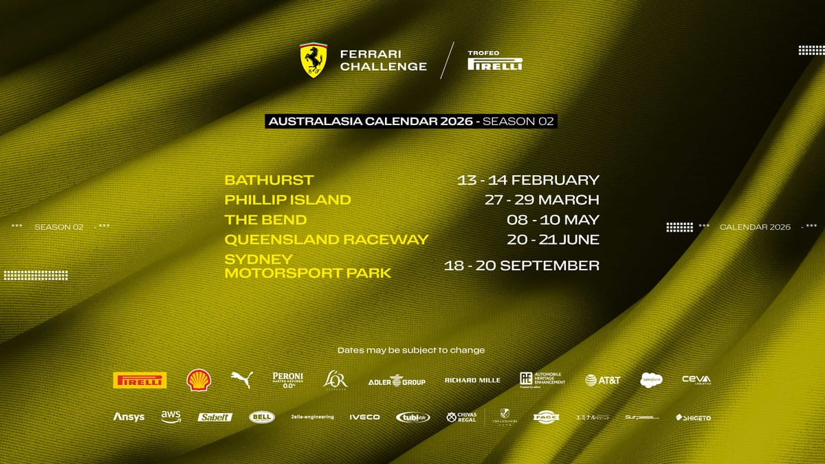 The Ferrari Challenge Australasia 2026 calendar