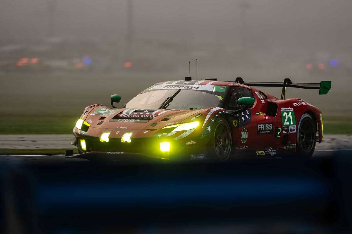 A Ferrari 296 GT3 EVO competing in the 2026 IMSA season