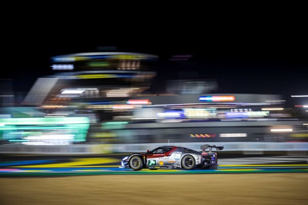 The #21 Vista AF Corse Ferrari 296 LMGT3 competing in the Le Mans 24hr World Endurance Championship event