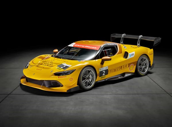 A yellow Ferrari 296 Challenge