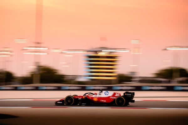 Ferrari SF-26 driving during pre-season Testing in Bahrain.
