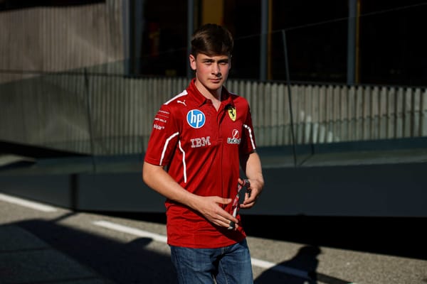 Formula 3 driver Tuukka Taponen in Scuderia Ferrari attire