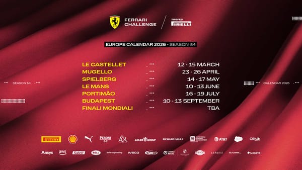 An image of the Ferrari Challenge Europe 2026 calendar