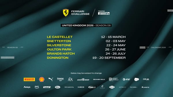 An image of the Ferrari Challenge UK 2026 calendar