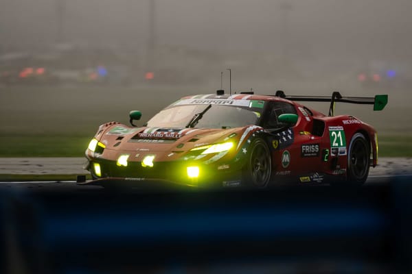 A Ferrari 296 GT3 EVO competing in the 2026 IMSA season