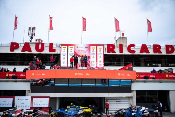 The Ferrari Challenge Europe podium 2026 when they competed alongside the UK series